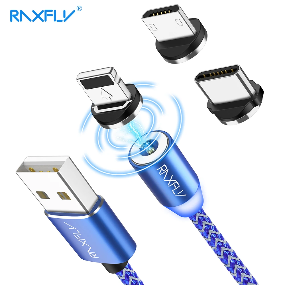 

RAXFLY Magnetic Cable For iPhone X XS Max Samsung S9 1M 2M Micro USB Magnetic Type C Cables Magnet Charger For Samsung A5 2017