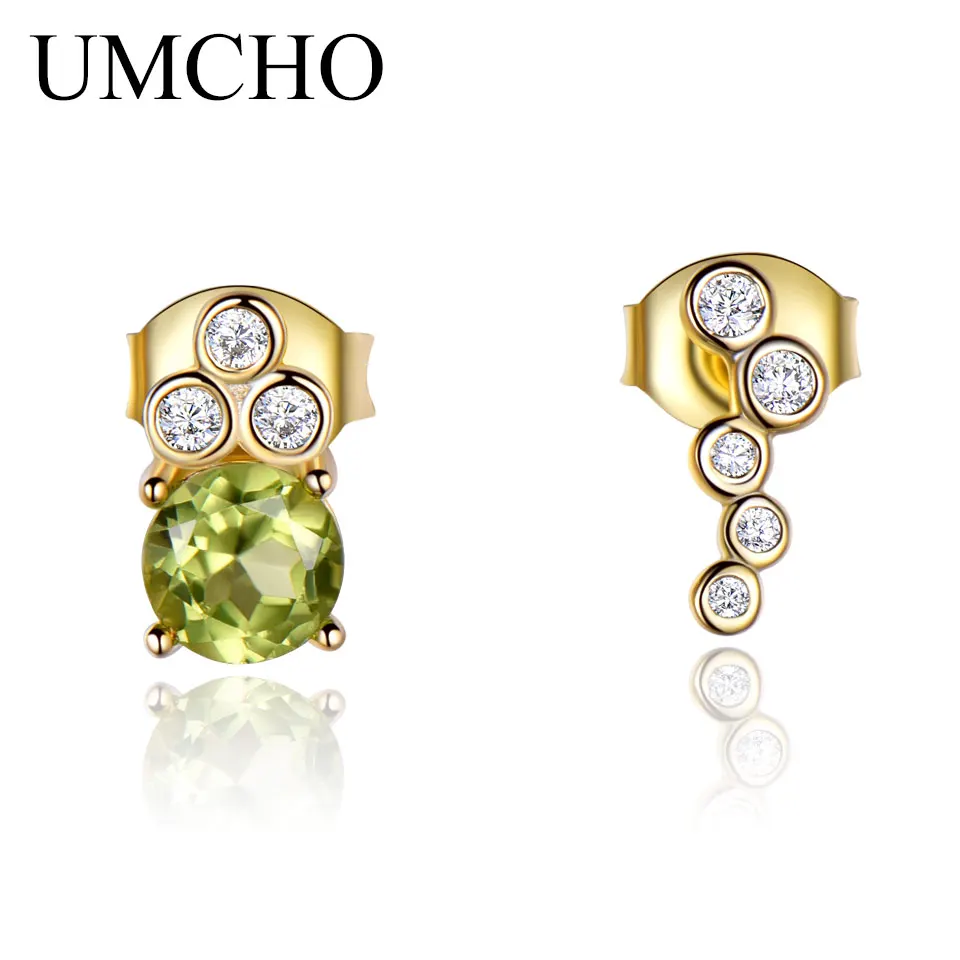 Женские серьги гвоздики из серебра 925 пробы с натуральным Перидотом|stud earrings|earrings