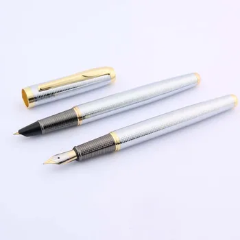 

SILVER PEN Grey METAL classic carving Gun gray Nib Fountain Pen