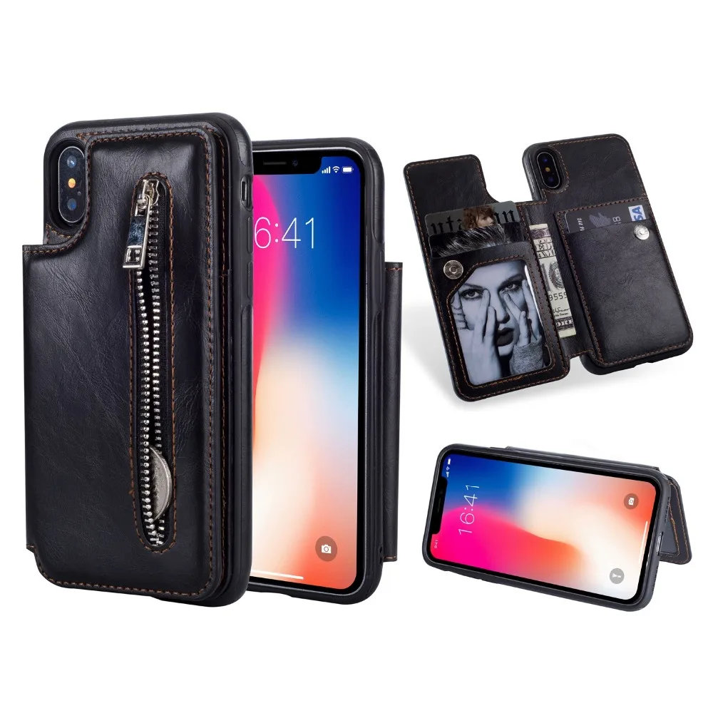 Card Slot Mobile Phone Holder Case For iPhone XR Cover XS Luxury PU Leather For iPhone XS Max XR ...