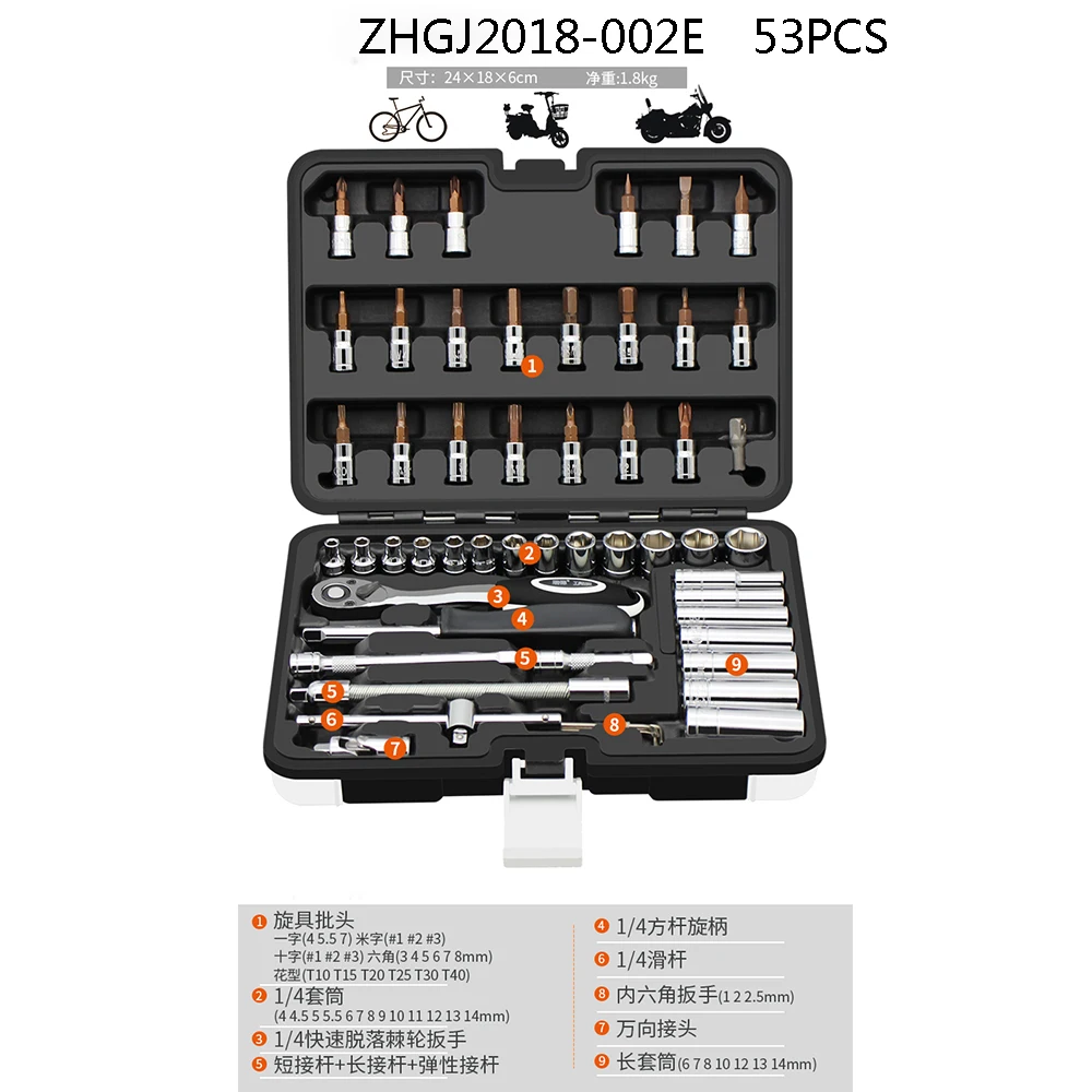 

HGhomeart 53-Piece 1/4 Socket Set Car Repair Ratchet Wrench Set Combo Tools Kit Repair Kit Ratchet,Tools Box Professional