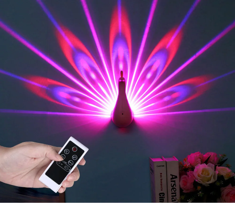 

LED night light Peacock projection lamp remote control night lamp home decrotion Romantic atmosphere colorful spot light