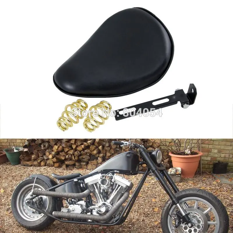 

For Custom Bobber Harley Chopper Spring Solo Saddle Solo Seat With Brakcket Motorcycle Leatheroid