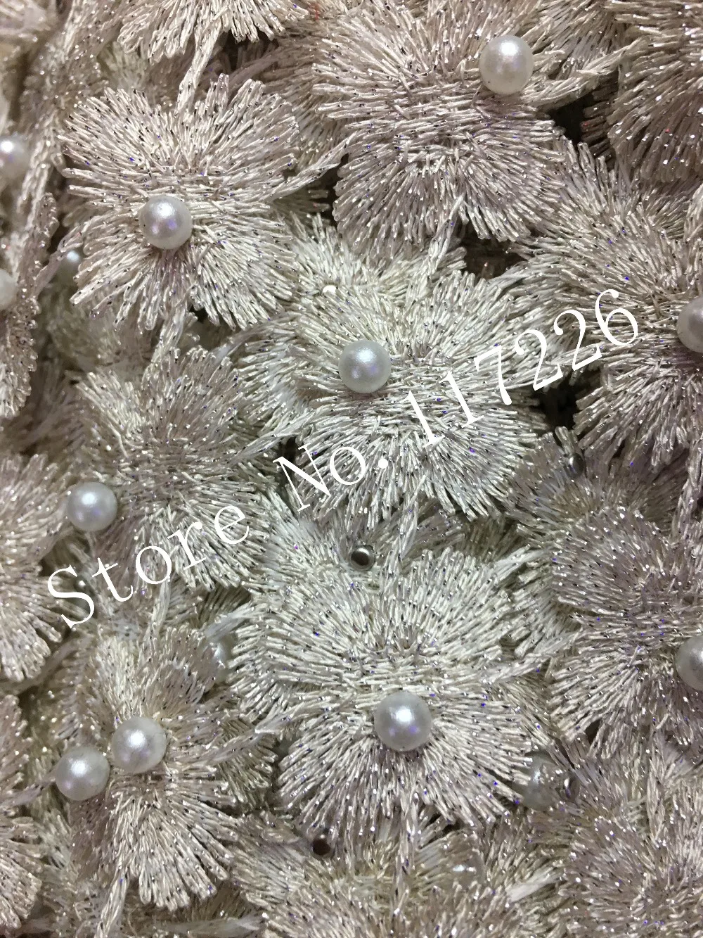 

top quality beaded Nigerian French Lace Fabric gray color African Guipure Lace Fabric with beads