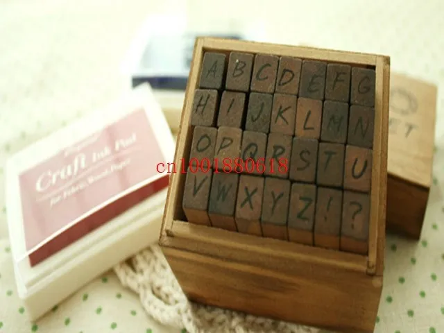 Почерк алфавит штамп набор с деревянной коробкой DIY забавная работа Uppercase Lowercase штампы, 2800 шт 28 шт./компл