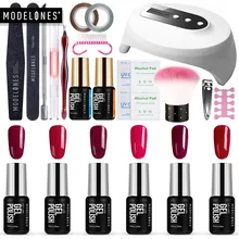 Modelones 21 шт./лот 36 Вт умный датчик Сушилка для ногтей набор инструментов 12 светодиодов быстрое сушильное устройство Светодиодная лампа база верхнее покрытие в комплекте 6 Цветной Гель-лак