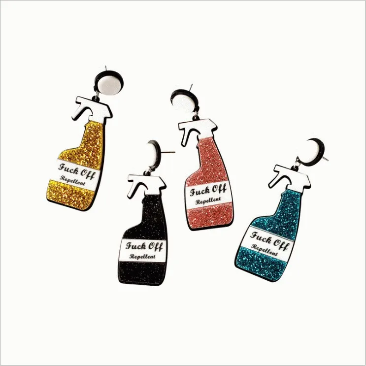 

Creative Glitter Powder Fun Insecticide Acrylic Drop Earrings for Women Shiny Blue Pink Spray Bottles Dangle Earring Jewelry