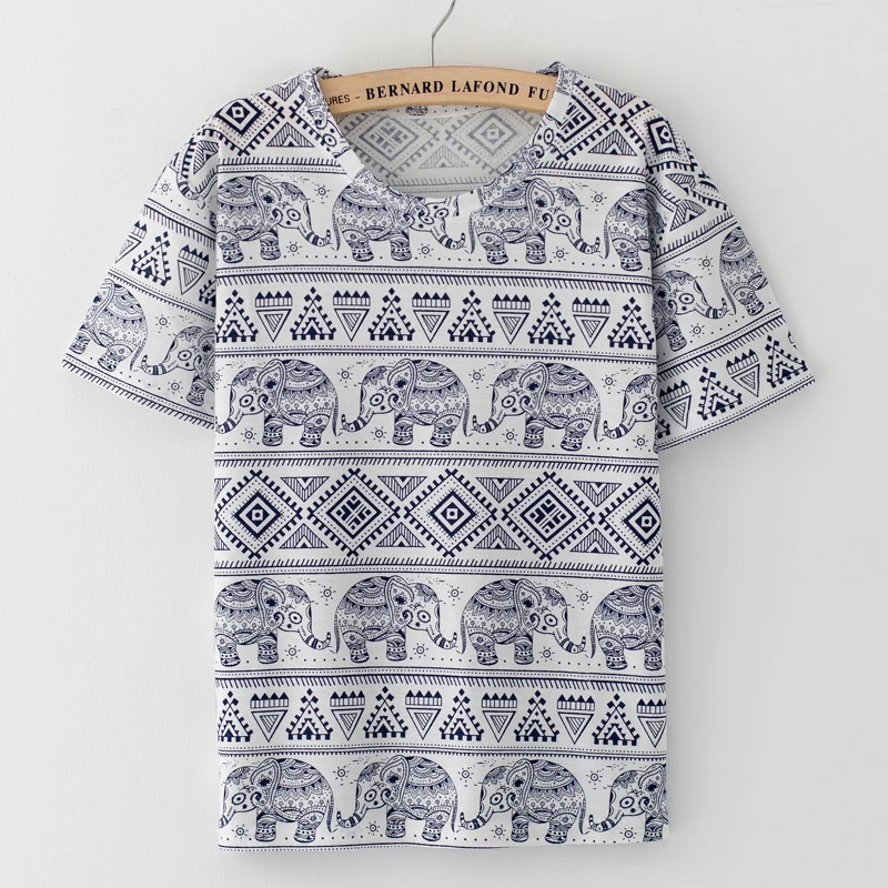 2018 New Fashion Harajuku elephant print T Shirt Women Clothes short sleeve Tops O-Neck Tee T-Shirts