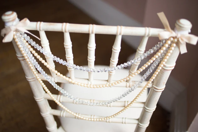 

Wedding Chair Decoration Pearl with Acrylic Crystal Bead Garland Chiavari Chair Sash Chair Cap 100pcs/lot Wedding supply