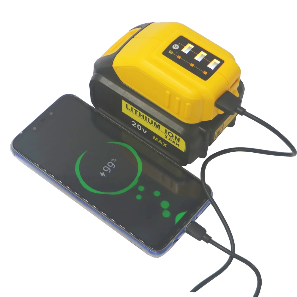 Bank para Carregar o Telefone para Dewalt 10.8 Li-ion Bateria Conversor Usb Carregador Dcb090 Ferramentas Elétricas Baterias Power Ipad - 14.4 20v - Image 6