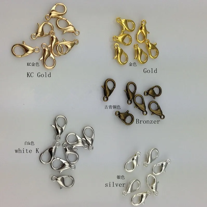

free shipping 12 *7mm 100pcs/lot Zinc Alloy Jewelry Findings Lobster Clasps Hooks Vintage Jewelry Making Clasps