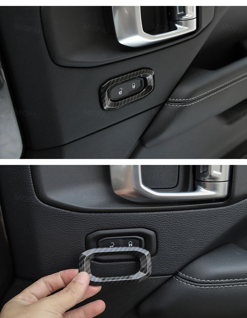 Interruptor de Bloqueio da Porta do Carro Adesivos para Jeep 2020 + para Jeep Mopai Botão Capa Decoração Wrangler jl Gladiador jt 2020 14 Cheap Molduras interiores