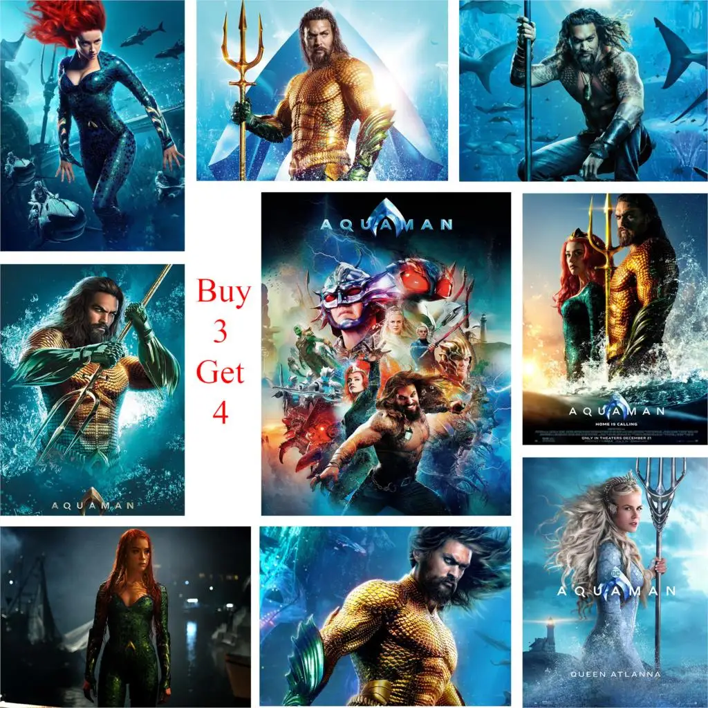 

Aquaman Movie Posters Clear Image Glossy Paper Bar Home Decoration