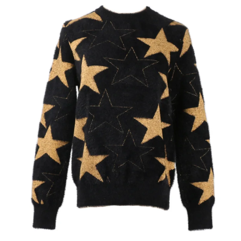 

GRUIICEEN streetwear round neck women sweater stars pattern brand designer womens pullover sweater GY2018599