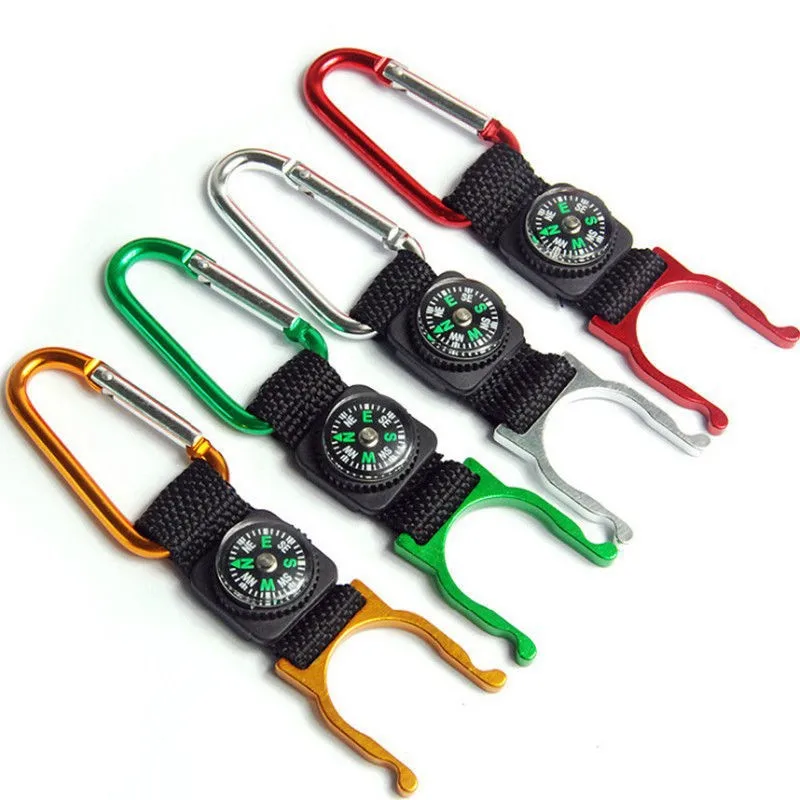 Hiking Outdoor Camping Clip Water Bottle Holder Buckle Compass Carabiner