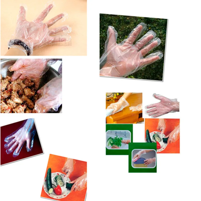 100 одноразовые PE перчатки рукавицы для сада дома ресторана барбекю Посуда мыть HFing