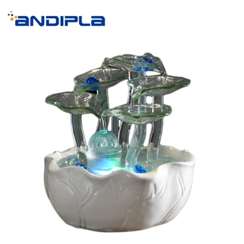

110/220V Creative Ceramic Glass Feng Shui Wheel Water Fountain Home Art Decoration Waterscape for Clean Air Crafts Birthday Gift