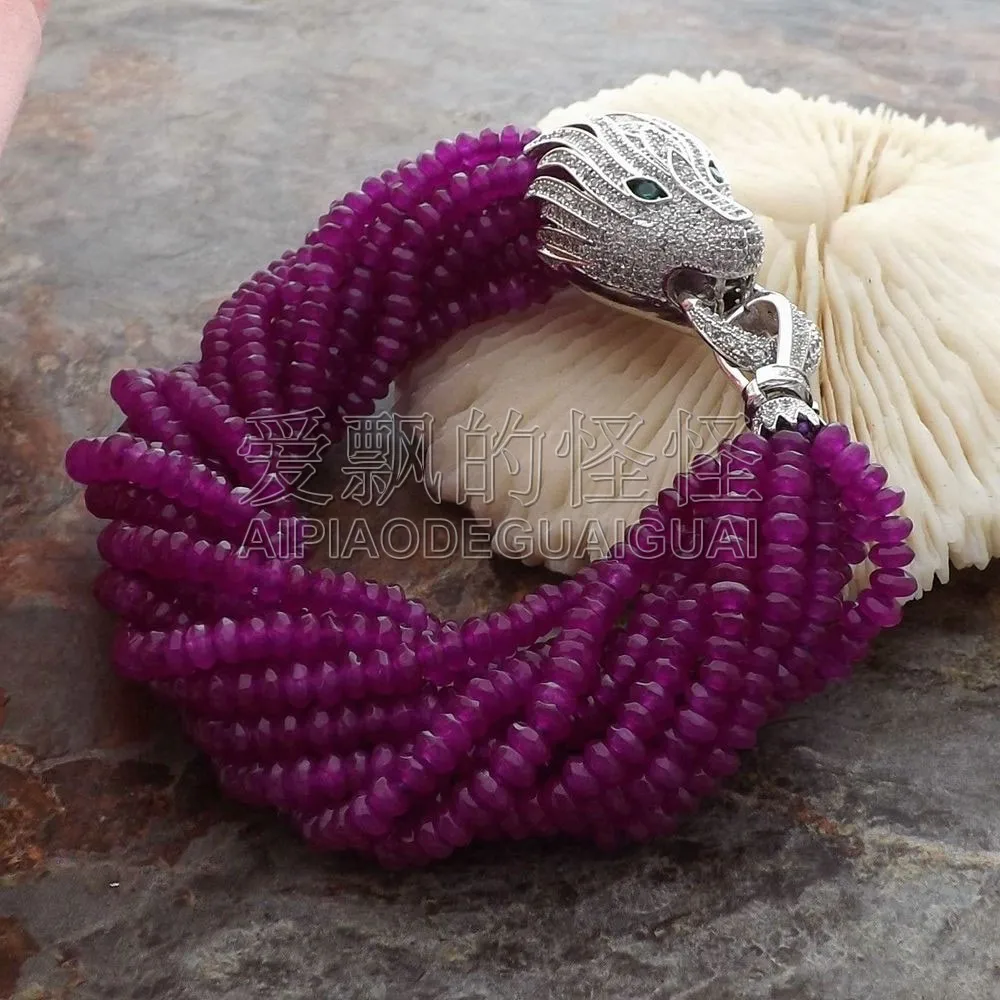 

B052309 12Strands 8'' Purple Faceted Bracelet