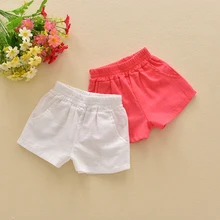 Новинка года, летние детские штаны, Повседневные Шорты Для маленьких девочек, белые, красные штаны, комплект, От 3 до 7 лет