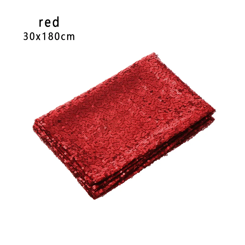 1Pcs 30x180/275cm Party Decor Wedding Bling Banquet Glitter Cover Cloth Sequin Table Runner Sparkly Mat Tablecloth - Цвет: Красный