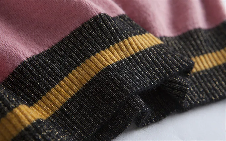 Полушерстяные О-образным вырезом вязать Женская мода лоскутное изделие пуловер свитер темно-синие 3 цвета один и более размер