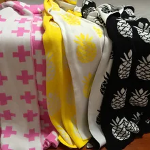Популярное детское одеяло с изображением ананаса, с черным низом, двустороннее Хлопковое трикотажное покрывало safa для ванной, большой размер