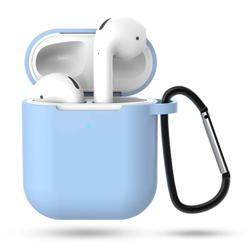 Чехол для наушников Apple AirPods 2 чехол силиконовый чехол беспроводные Bluetooth наушники Air Pods 2 Чехол защитный чехол для AirPods чехол - Цвет: sky blue