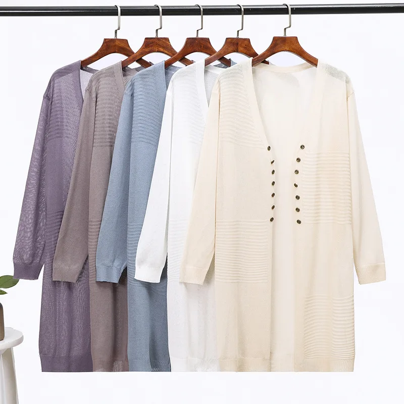 

women sweater long cardigan summer autumn thin knit sweater women Casual V-Neck Solid 2019 new oversized sweaters