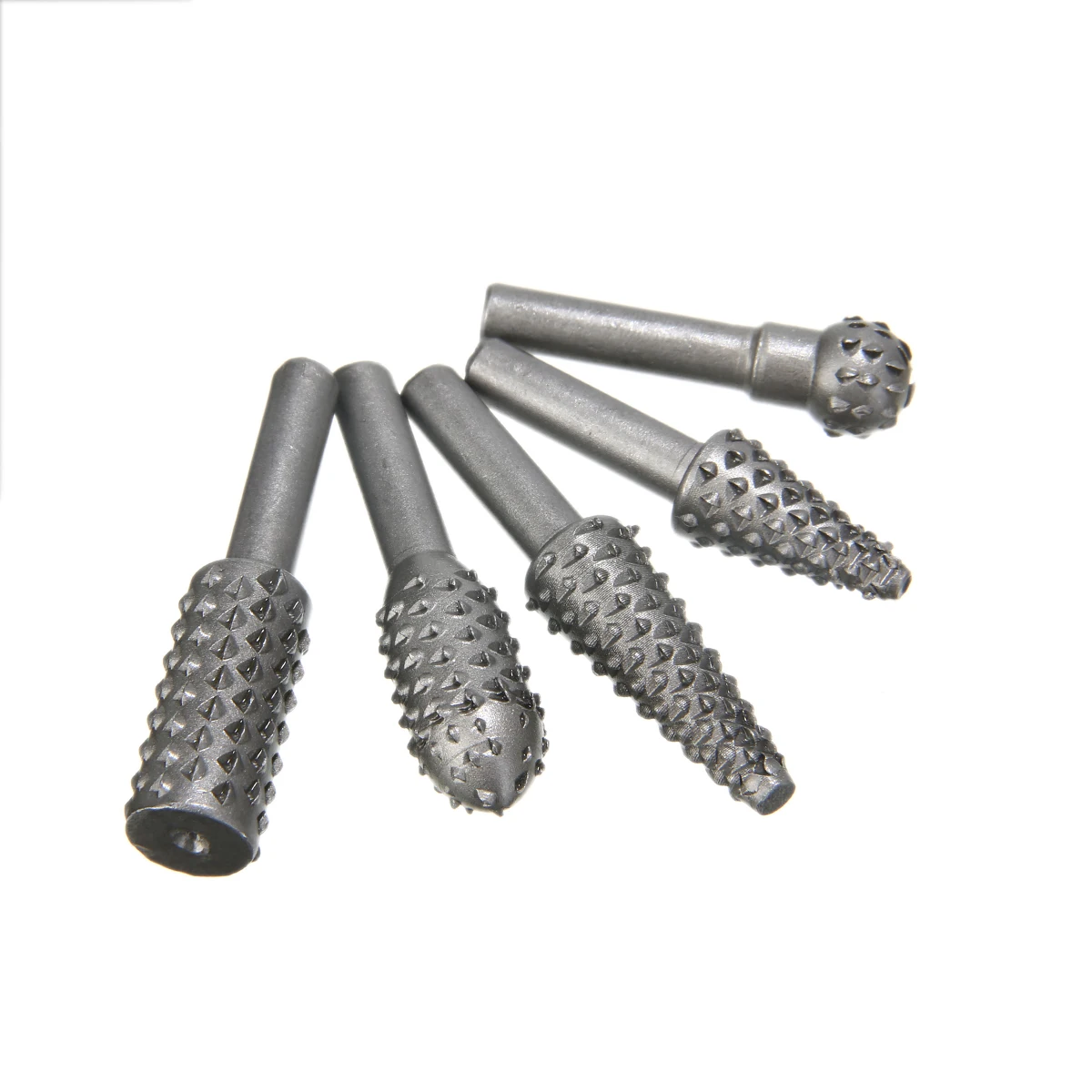 5pcs High-Carbon Steel Rotary Burr File Woodworking Rasp Cutter Tool 6mm Shank
