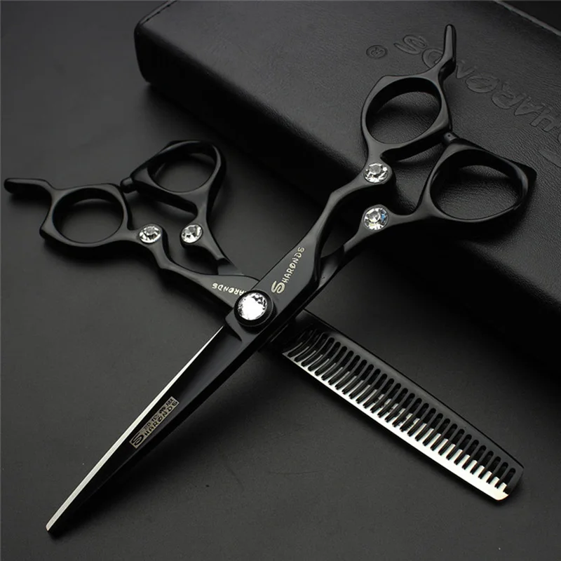 

6inch Gemstone hairdresser scissors barber hair professional 9cr13 440c high quality cutting shears haircuttting thinning cliper