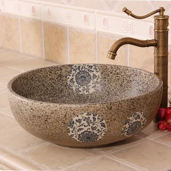 

Europe style China Handmade Lavabo Washbasin Artistic Bathroom Sink countertop bowl sink gray color