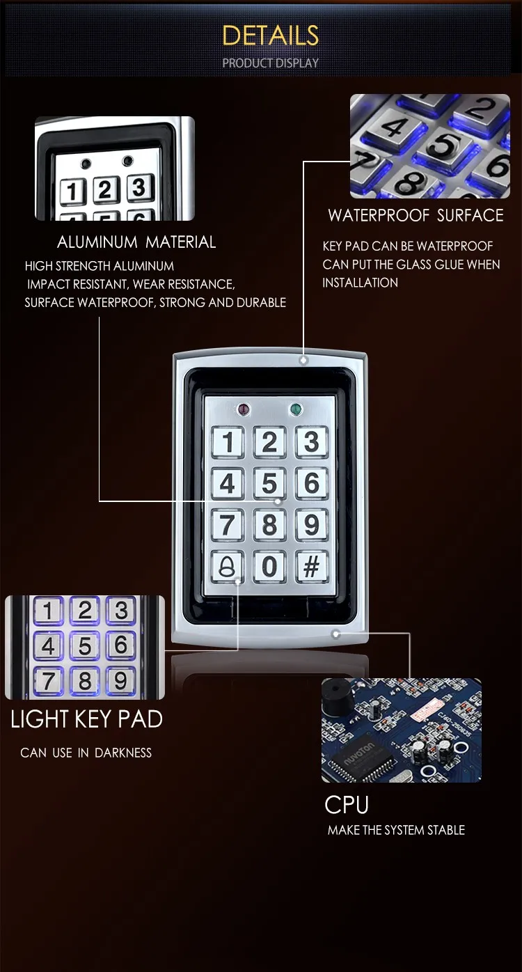 Металлический корпус автономная рчид Клавиатура контроля доступа для дверной замок доступа(не водонепроницаемый