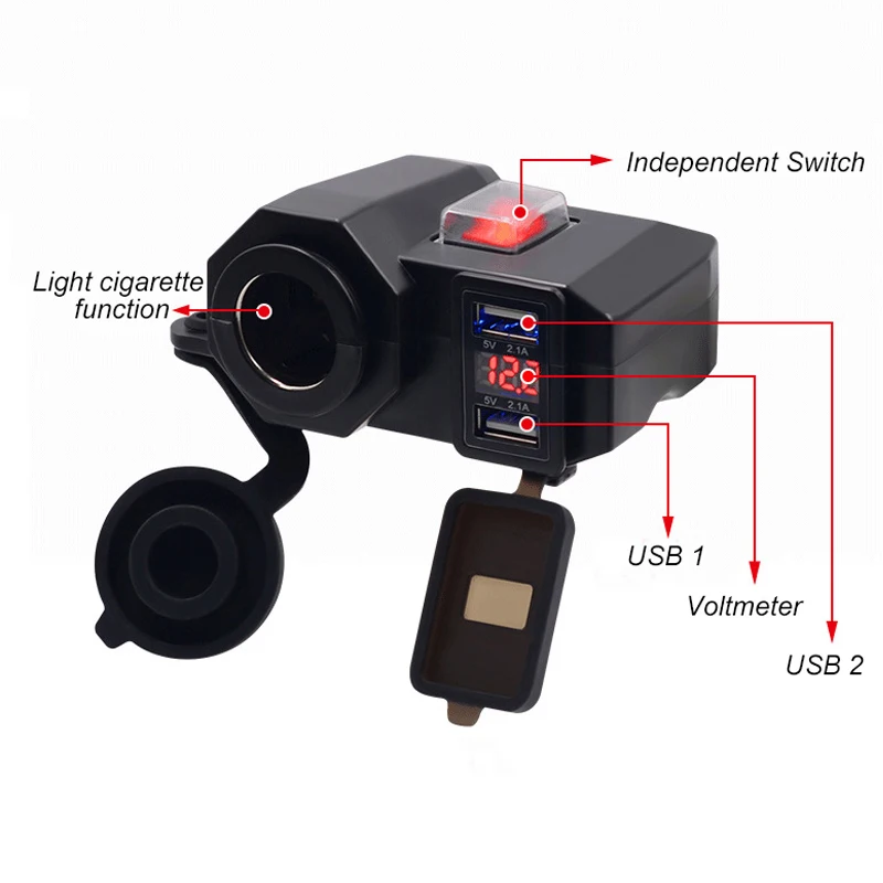 Двойной USB мотоцикл Прикуриватель разъем светодиодный вольтметр адаптер сплиттер Мощность порт светодиодный дисплей напряжения для iphone Android
