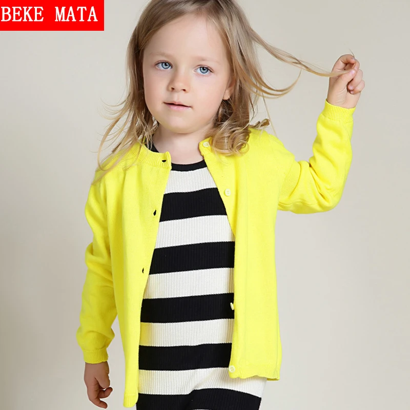 

1-5Y Baby Sweaters For Girl Kids Clothes Autumn 2016 Cotton Warm Solid Sweater Boy Button Knitted Long Sleeve Children's Jackets