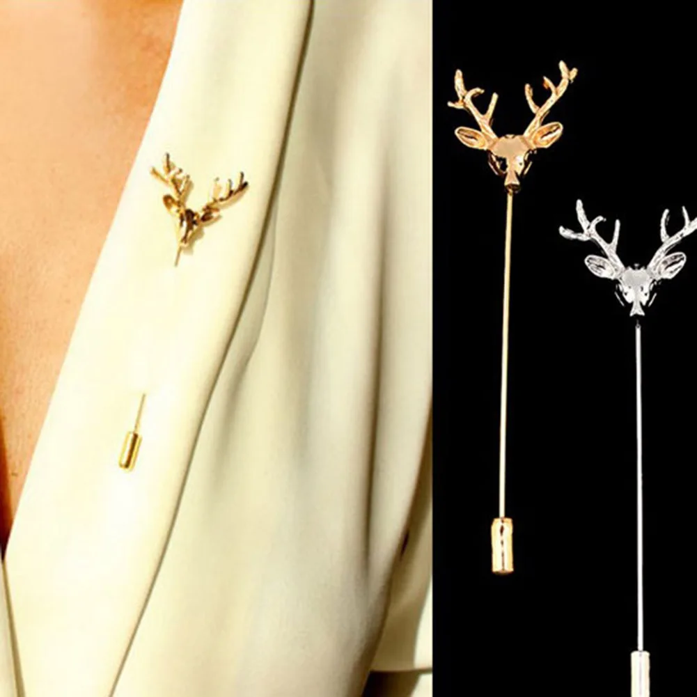 

zheFanku Hollow Fashion Simple Retro Deer Head Brooch Pins For Women Men Suit Animal Collar Pin Fine Jewelry brooch