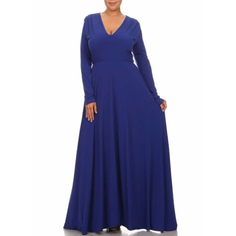 

M-5XL !! 2016 Winter New Women Large Size Sexy V-neck long sleeve Loose Sash long party dresses vestidos MD002