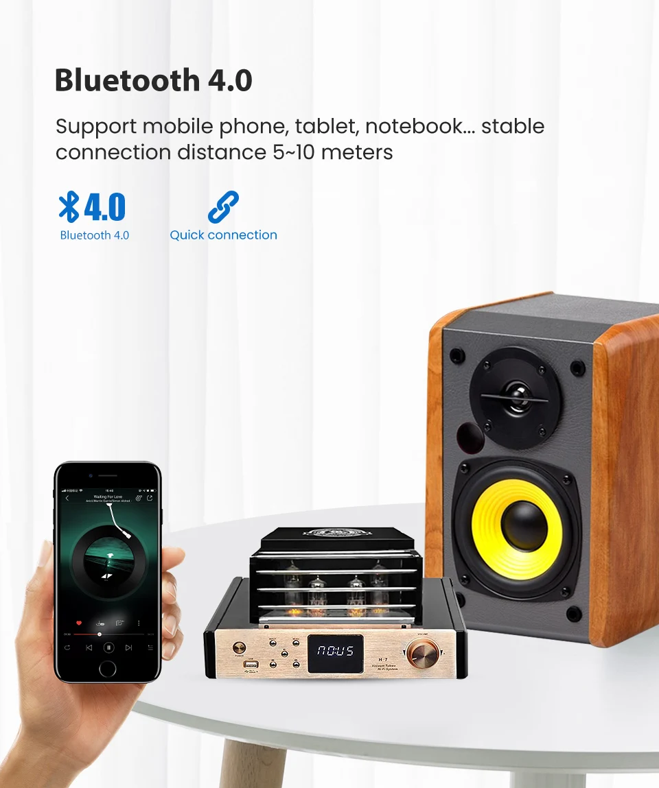 AIYIMA HIFI 6N13 6F1 трубка, усилитель мощности 2,1 канал Bluetooth 4,0 100Wx2 Amplificador Аудио ламповый усилитель с волоконным коаксиальным входом