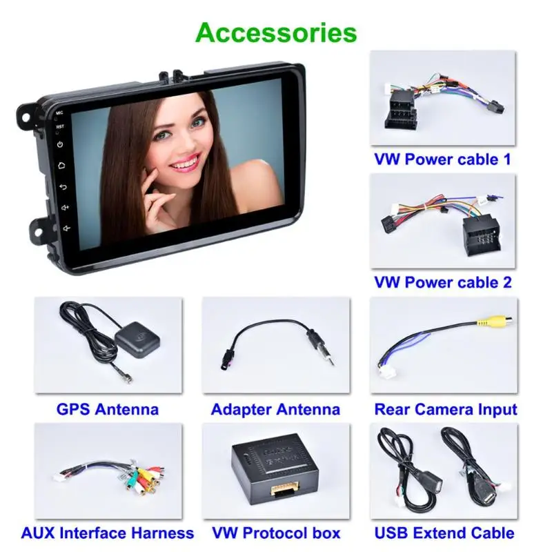 Clearance 8 inch Touch Screen Android 8.1 Quad Core Car Stereo GPS Nav Bluetooth WiFi USB FM Radio Head Unit for Golf 14