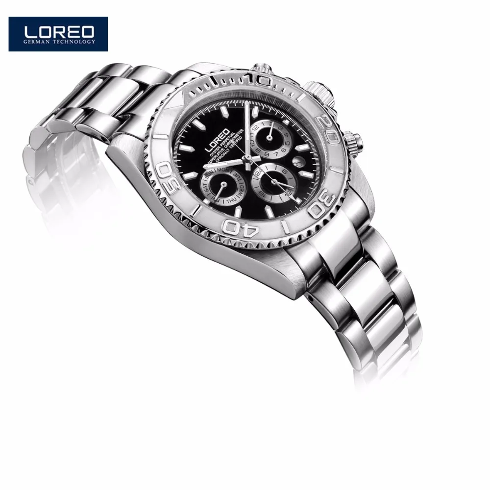 

LOREO Design Watches Steel Brand Automatic Mechanical Watch Men Diver Watches 200M Waterproof Auto Date Luminous Watch K40