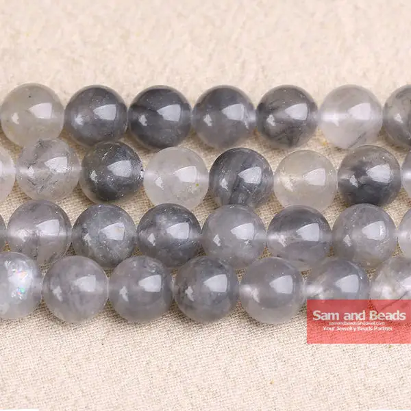 

Free Shipping Natural Stone Smooth Smooth Gray Demon Quartz Loose Beads 16" Strand4 6 8 10 12MM Pick Size GQB01