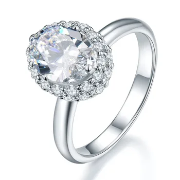 

Hutang 2.85ct simulated diamond cz wedding rings real 925 sterling silver for women engagement Gift fine jewelry