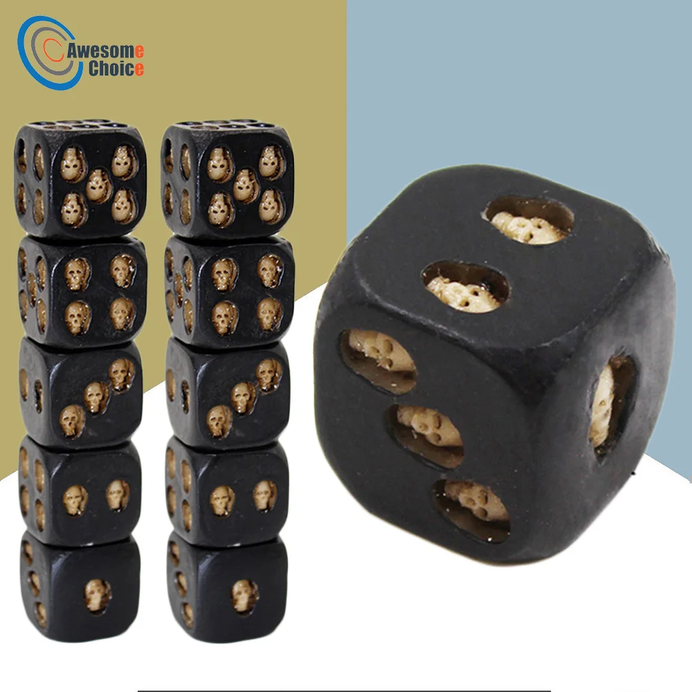 

10Pcs/set Creative Skull Bones Dice Six Sided Skeleton Dice Club Pub Party Game Toys Resin Dice for Children Adults