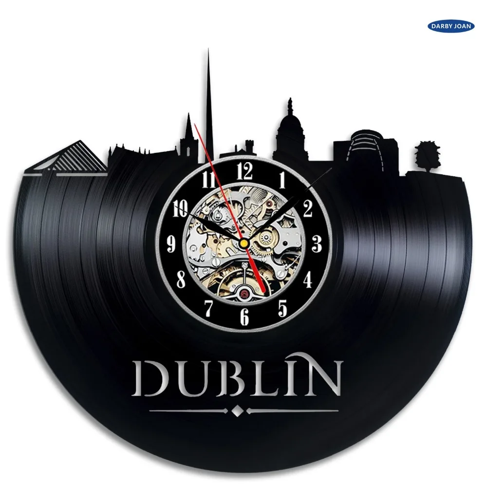 

2017 Dublin Art Vinyl Clock Gift Room Modern Home Record Vintage Decoration saat,, reloj large