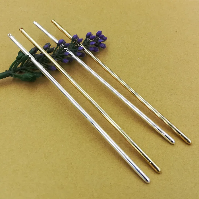 

SEA MEW 50 PCS 125*3mm Vintage Metal Hairpins Hair Stick Base Setting 3 Colors Plated For Women Hair Jewelry