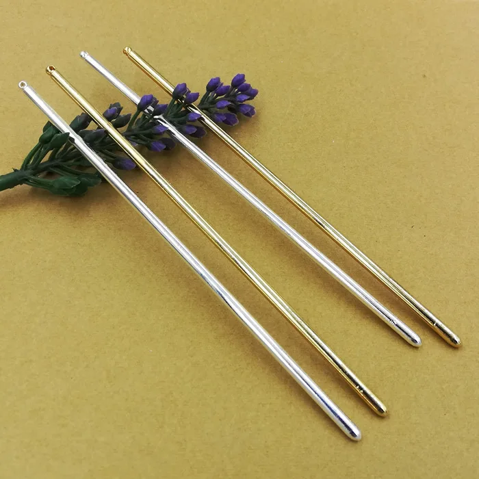 

SEA MEW 50 PCS 125*3mm Vintage Metal Copper Hairpins Hair Stick Base Setting 3 Colors Plated For Women Hair Jewelry
