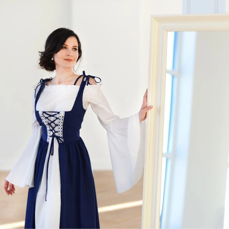 Богемские Для женщин Винтаж платье Vestidos Verano Ретро повязки корсет Средневековый