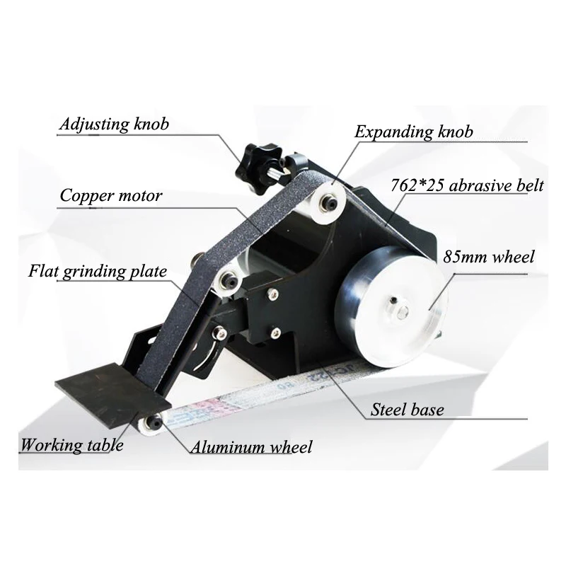 762*25 мм бесщеточный ленточный шлифовальный станок 800 Вт с фиксированным углом заточки получили 6 бесплатных абразивных лент полировальный станок для резки SD-762WS