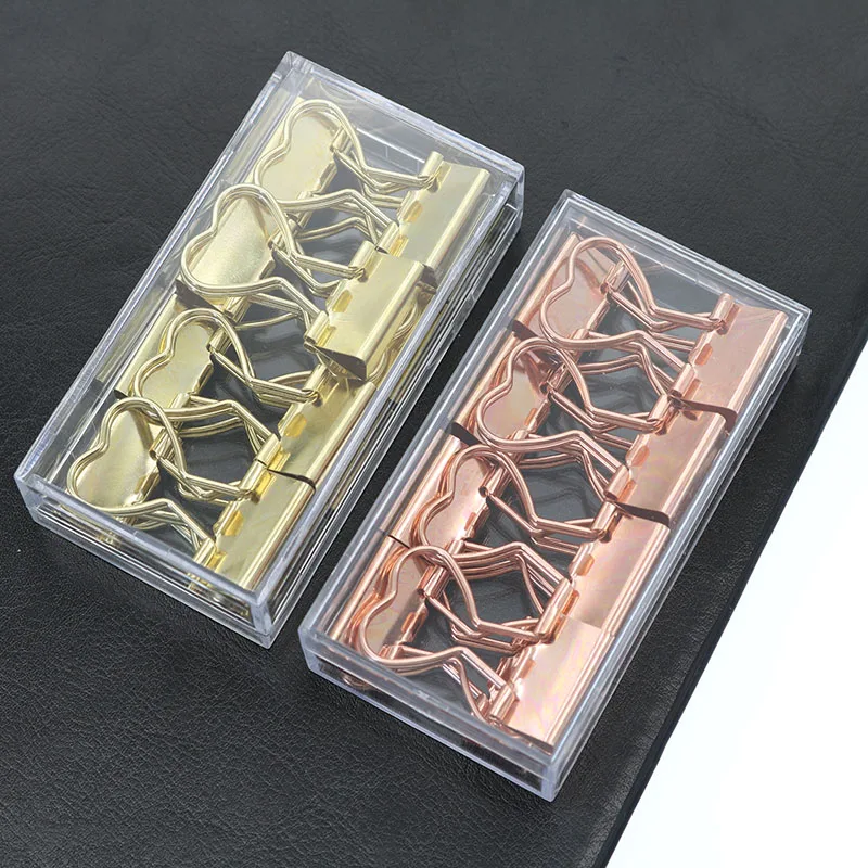 12pcs Fashion Gold Rose Gold Color Binder Clip Hollow Out Heart Shape Metal Binder Clips Photos Tickets Notes Letter Paper Clip 12pcs box coffee cup gold and rose gold paper clip bookmark binder clip office accessories paperclips patchwork clip