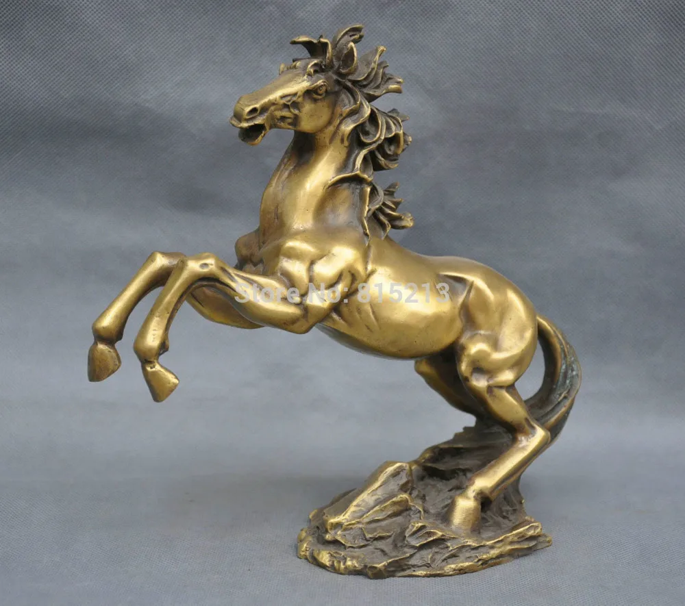 bi0011593 9'' China Zodiac Fengshui Horse Year Bronze Brass Statue