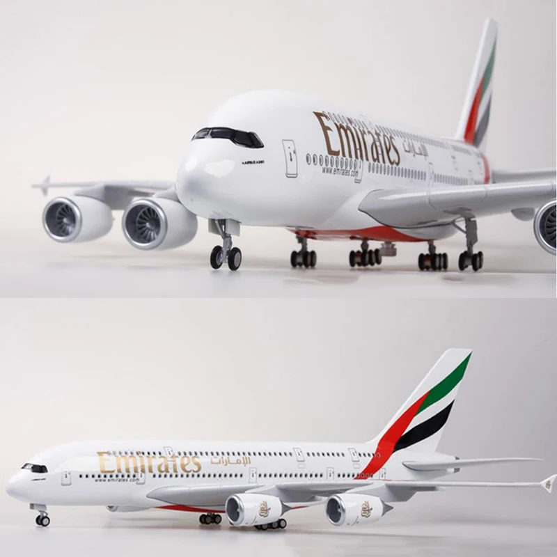 45,5 см 1/160 масштабная модель самолета Airbus A380 EMIRATES авиационная Модель W светильник и колеса литой пластмассовый полимерный самолет игрушка